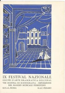 UNTRAVELED POSTCARD_ PESARO IX NATIONAL ART FESTIVAL _ENAL_1956_INES FERRI - Picture 1 of 1