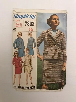 Simplicity 7303 Vintage 60s Sewing Pattern Suit and Overblouse - Image 1 of 4