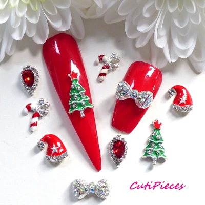 Navidad 3D Arte en Uñas Estrás Joyas Bastón AB Arco Elfo Sombrero Mezcla Aleación de Metal X3 Foto 1 de 2