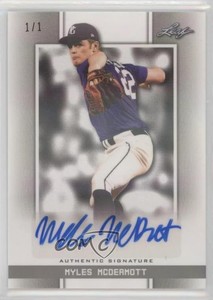 2019 Leaf Perfect Game National Showcase 1/1 Myles McDermott #BA-MM1 Auto nh3