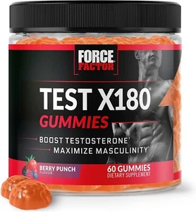 Force Factor Test X180 Gummies Boost Testosterone Berry Punch Flavor 60 Gummies - Picture 1 of 8