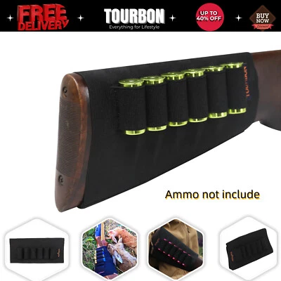 TOURBON Shotgun 12/20Gauge Buttstock Shell Holder Cartridge Ammo Carrier Elastic - Image 1 of 4