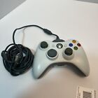 Microsoft Xbox 360 Biały przewodowy kontroler OEM Oryginalny ~ Przetestowany i oczyszczony!