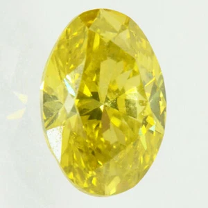 Oval Shape Diamond Fancy Yellow Color Loose Enhanced Polished 1.00 Carat VVS2 - Picture 1 of 9