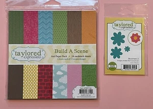 Taylored Expressions Bloomers II Metal Dies & Build A Scene Paper Pack of 24 NEW - Picture 1 of 5