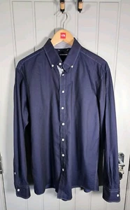 Camisa Lindbergh Para Hombre Grande ~ Azul Marino Manga Larga 100% Algodón Inteligente Informal - Imagen 1 de 9