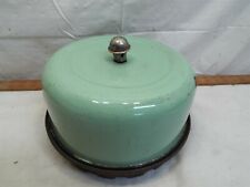 Vintage Master Bake Pot Cast Iron Base Mint Green Enamel Lid Kitchen Bundt Cake