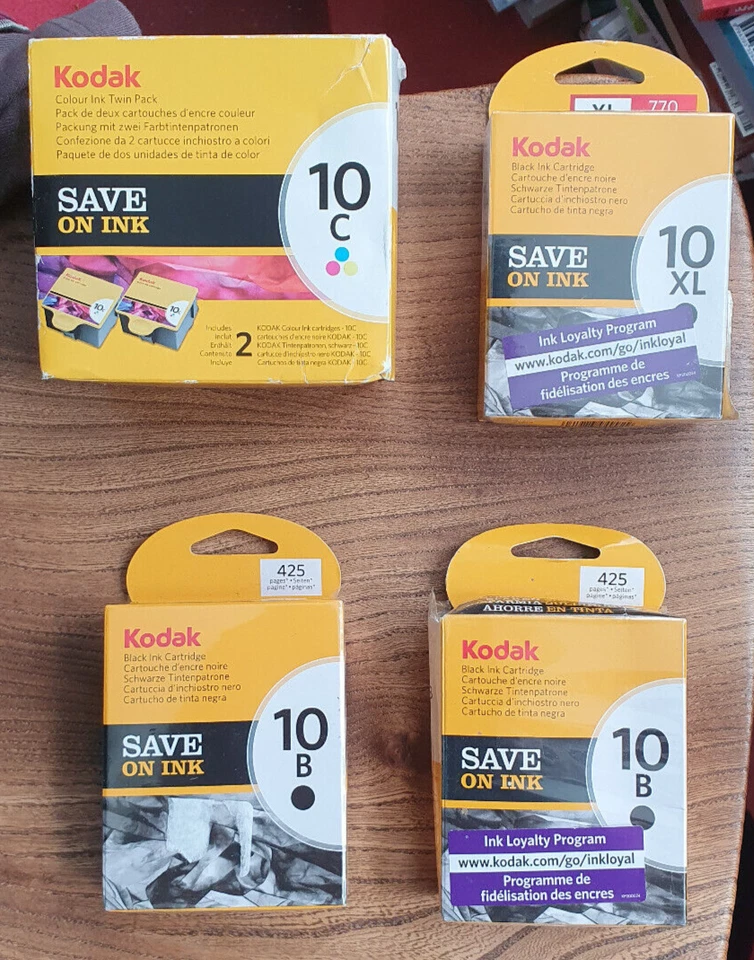 NEW SEALED Kodak 2x 10C Colour, 1x 10XL and 2x 10B Black Ink Cartridges - Image 1 of 1