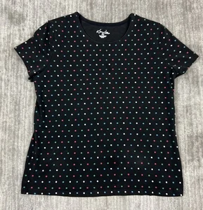 Kim Rogers Shirt Womens PM Black Polka Dot Cotton Spandex Casual - Picture 1 of 9