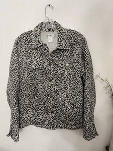 Coldwater Creek M Animal Print Silk Jacket Pockets EUC - Picture 1 of 4