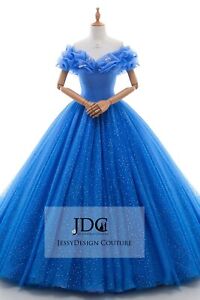 Einzigartig Glitzer Brautkleid Hochzeitskleid Ballkleid Party Cinderella Blau