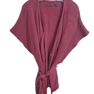 Gudrun Sjoden Womens Size M Wool/organic cotton Cardigan Belt Mauve Waffle knit - Picture 1 of 7