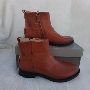 Size 6.5 Women's Franco Sarto Liz Cognac Red Zip Up Leather Bootie - Picture 1 of 6