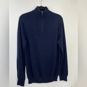 J Crew 1/4 Reißverschluss Stehkragen Pullover Herren Medium Tall Blau Strick Neu - Bild 1 von 7