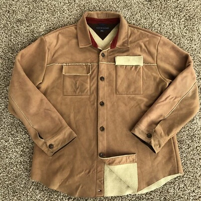 Vintage Tommy Hilfiger Suede Sherpa Lined Shacket Mens XL Yellowstone Faux Coat - Image 1 of 4