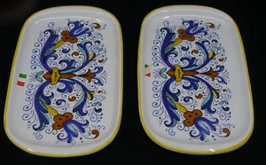 2 BANDEJAS DE CERÁMICA DE ARTE ITALIANO DERUTA, PLATOS, DISEÑO FLORAL, NUEVAS CON ETIQUETAS - Imagen 1 de 4