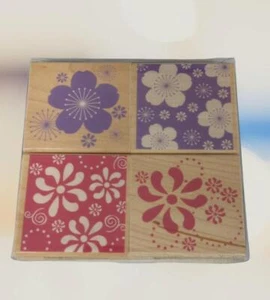 2006 Set of 4 Hero Arts LL173 Blossom Patterns stamps ID:40119 - Picture 1 of 3