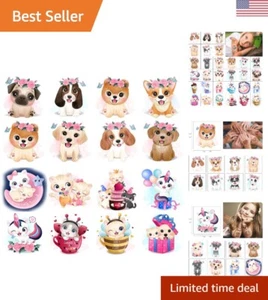 Watercolor Animals Temporary Tattoo for Kids, 30-Pack Fake Tattoos, Cute Dog ... - Picture 1 of 7