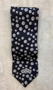 San Antonio Spurs Basketball Neck Tie Ralph Marlin 2004 Silk Mens Black Silver - Picture 1 of 3