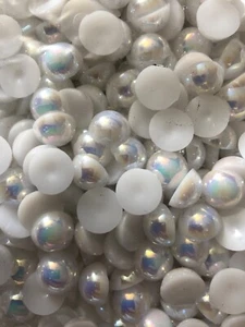 AB Flatback half pearls, 3-12mm FREE P&P var AB colours - multibuy discount - Picture 1 of 8