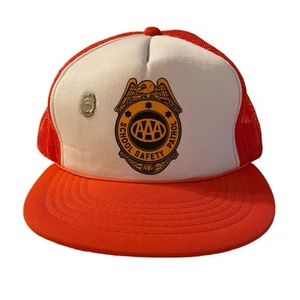 AAA School Safety Patrol Trucker Hat and Lapel Pin Badge Vintage 70s/80s RARE - Picture 1 of 6