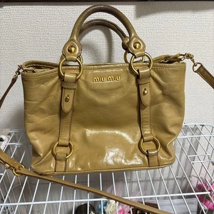 Bolso Bandolera MIU MIU Vitello Lux 2 Vías Cuero Beige Buen Estado - Imagen 1 de 13