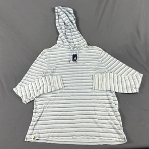 Johnnie-O Golf Hoodie Pullover Striped Medium Blue Cotton NWT MSRP $128 - Picture 1 of 7