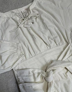 Nuevo Vestido Free People Mujer Mediano Marfil Boho Campesino Algodón Reunido Botones - Imagen 1 de 22