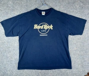 Y2K Hard Rock CAFE T-shirt Indianapolis Mens XXL Blue Distressed 25.5x30 - Picture 1 of 20