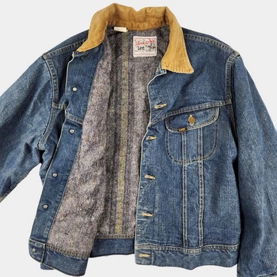 Chaqueta Lee Storm Rider De Colección Para Hombres 44L Azul Denim Manta Forrada Pana Foto 1 de 4