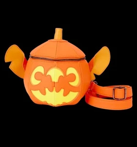 Borsa a tracolla Loungefly Disney Stitch personaggio zucca bagliore nel buio nuova con etichetta - Foto 1 di 5