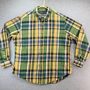 Polo Ralph Lauren Shirt Mens 2XL Green Yellow Plaid Long Sleeve Classic Fit - Picture 1 of 6
