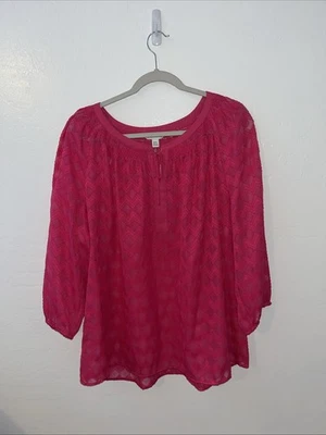 Croft & Barrow Women's Pink Blouse 3/4 Sleeve Size 2X - Image 1 of 4