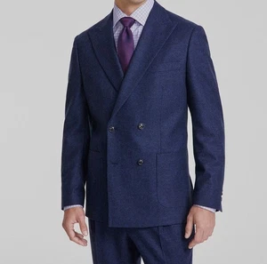 Tommy Hilfiger Men's Blue Modern-Fit Double-Breasted Tweed Suit Jacket Size 40S - Picture 1 of 3