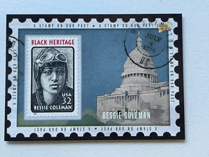2017 The Bar Pieces of the Past Card Stamp on Our Past Bessie Coleman /G58