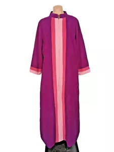 VTG 70s Vanity Fair Purple Pink Robe 3/4 Zip House Coat Mandarin 18 PLUS - Picture 1 of 10