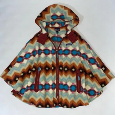 Patagonia Hooded Synchilla Poncho Fleece Women Small Full Zip Navajo Aztec Print - Image 1 of 4
