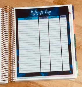 Bills to Pay & Debt Tracker Two Sided Dashboard for use w Erin Condren Planner~ - Picture 1 of 3