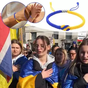 Blue Yellow Ukrainian Hand-woven Bracelet Women Men Jewellery Ukraine Bracelets - Foto 1 di 10