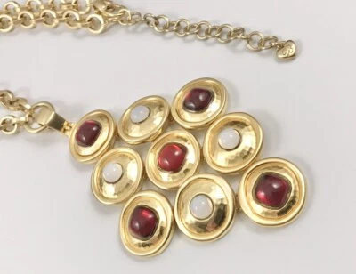 Брайтон новый без ЯРЛЫКОВ Версаль кованое золото бордовый кристалл заявление ожерелье. #985 - Изображение 1 из 4