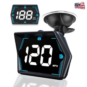 Digital Car HUD Speedometer Head Up Display MPH KMH GPS Compass Overspeed Alarm - Picture 1 of 16