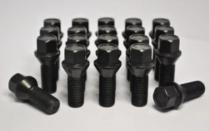 20 X M12 X 1.5, Filettatura Da 26mm, Bulloni Per Ruote Conici (Neri) - Foto 1 di 2
