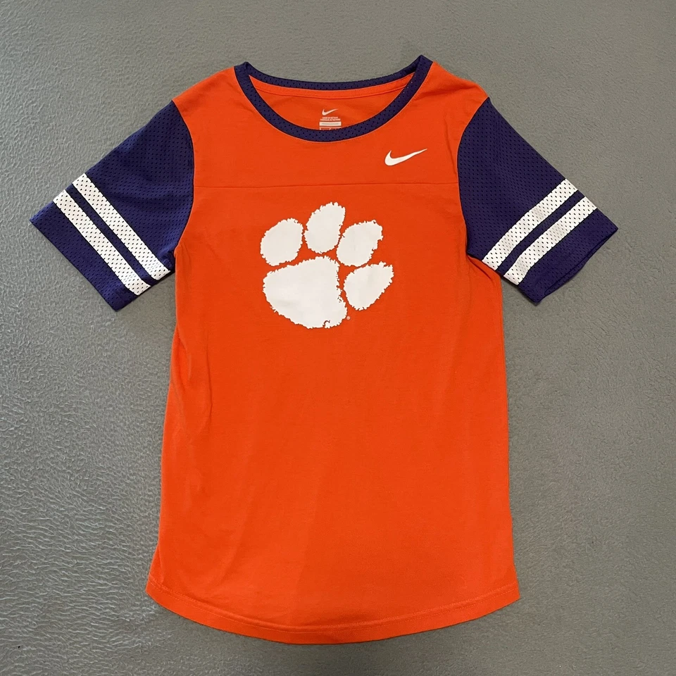 Camiseta Nike Clemson Para Mujer Camiseta Logo Manga Corta Malla Naranja Pequeña Foto 1 de 4