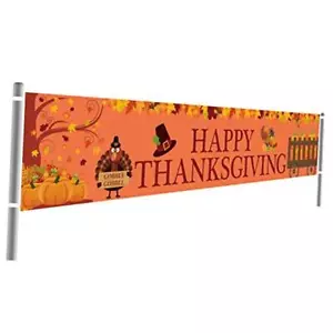 Large Happy Thanksgiving Banner, Thanksgiving Decorations, Fall Banner, - Picture 1 of 8