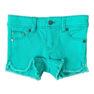 NEW Roxy Girls Green Denim Cutoff Shorts Adjustable Waist Size 3 - Picture 1 of 5