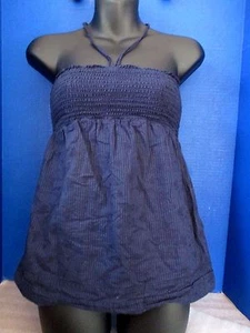 JUSTICE~Navy Blue HALTER TOP BLOUSE~Stretch~Girls Size 14 - Picture 1 of 3