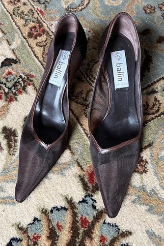 BALLIN SHOES Scarpe donna Ballin maglia marrone intenso punta a punta tacco 3" made in Italy taglia 7