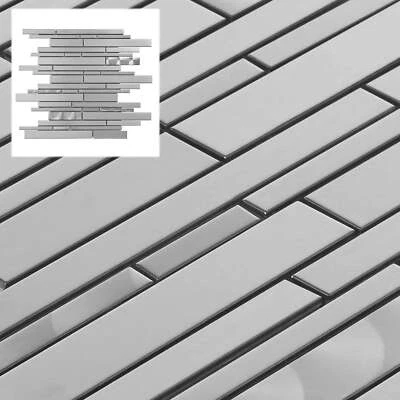 Azulejo de pared de mosaico de mezcla lineal de acero inoxidable industrial salpicadero de cocina Foto 1 de 4