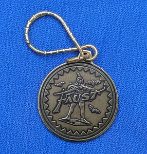 Vintage FAUST Beer Brass Keychain Fob Anheuser Busch - Picture 1 of 3