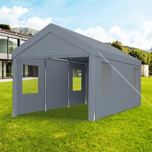 Carport 12' x 20' Portable Garage, Heavy Duty Car Port Canopy with 2 Roll-up Doo - Picture 1 of 12